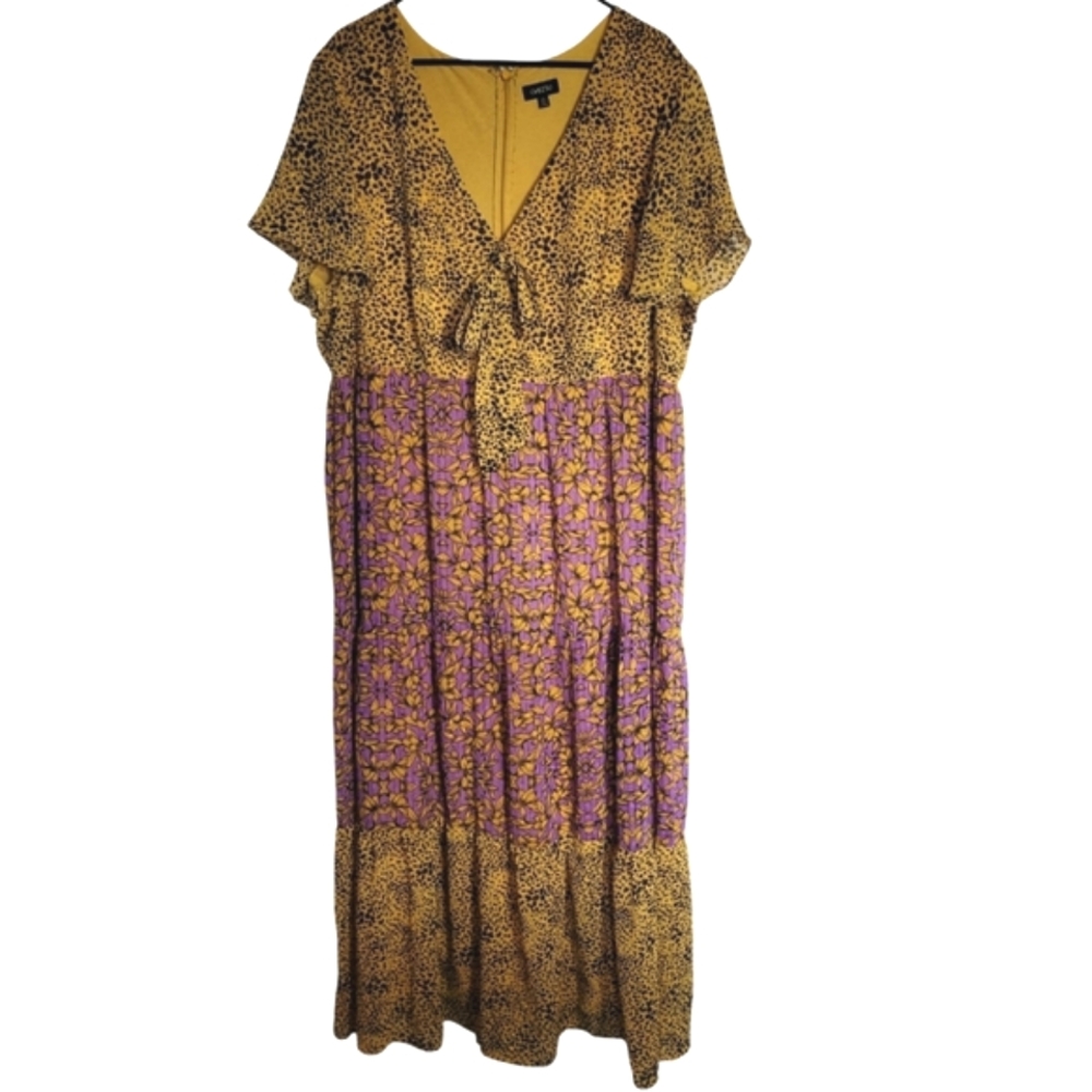 Cheztu Floral Animal Print Tiered Maxi Dress